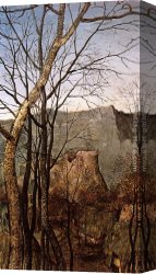 Bruegel Canvas Paintings - The Return of the Herd [detail] by Pieter the Elder Bruegel